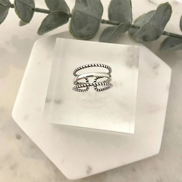 925 Sterling Silver Layer Stackable Ring Multi Layer Dainty Ring Band - Picture 3 of 7